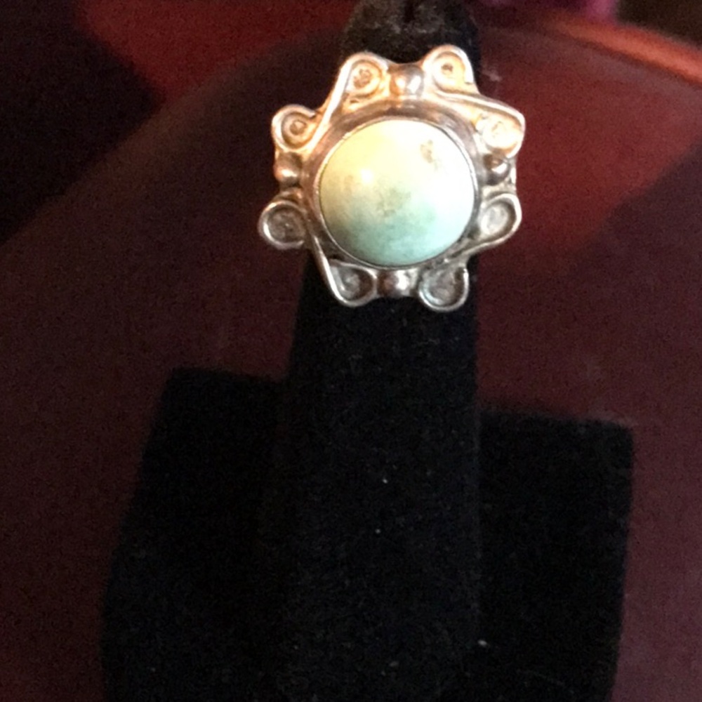 Pale Blue Green Turquoise Ring Size 3